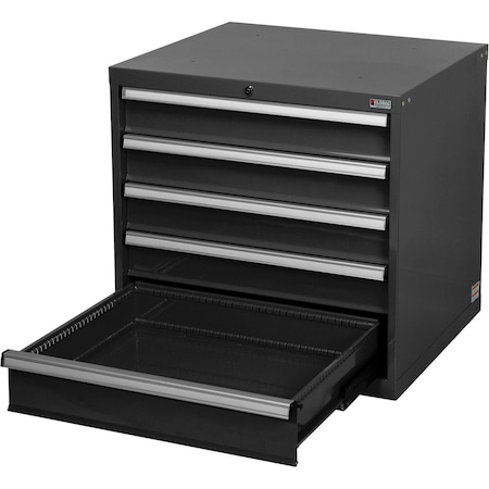 Global Industrial Modular 5 Drawer Cabinet with Lock w/o Dividers, 30Wx27Dx29-1/2H, Black 493320BK